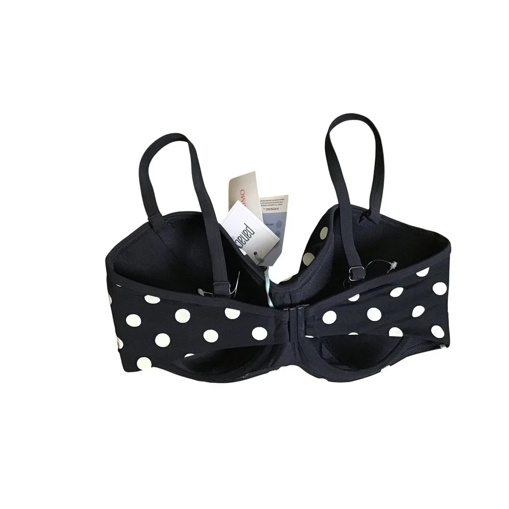 Panache Swim Navy White Dot Anya Riva Spot Twist Bandeau Bikini Top Size 34‎ NWT